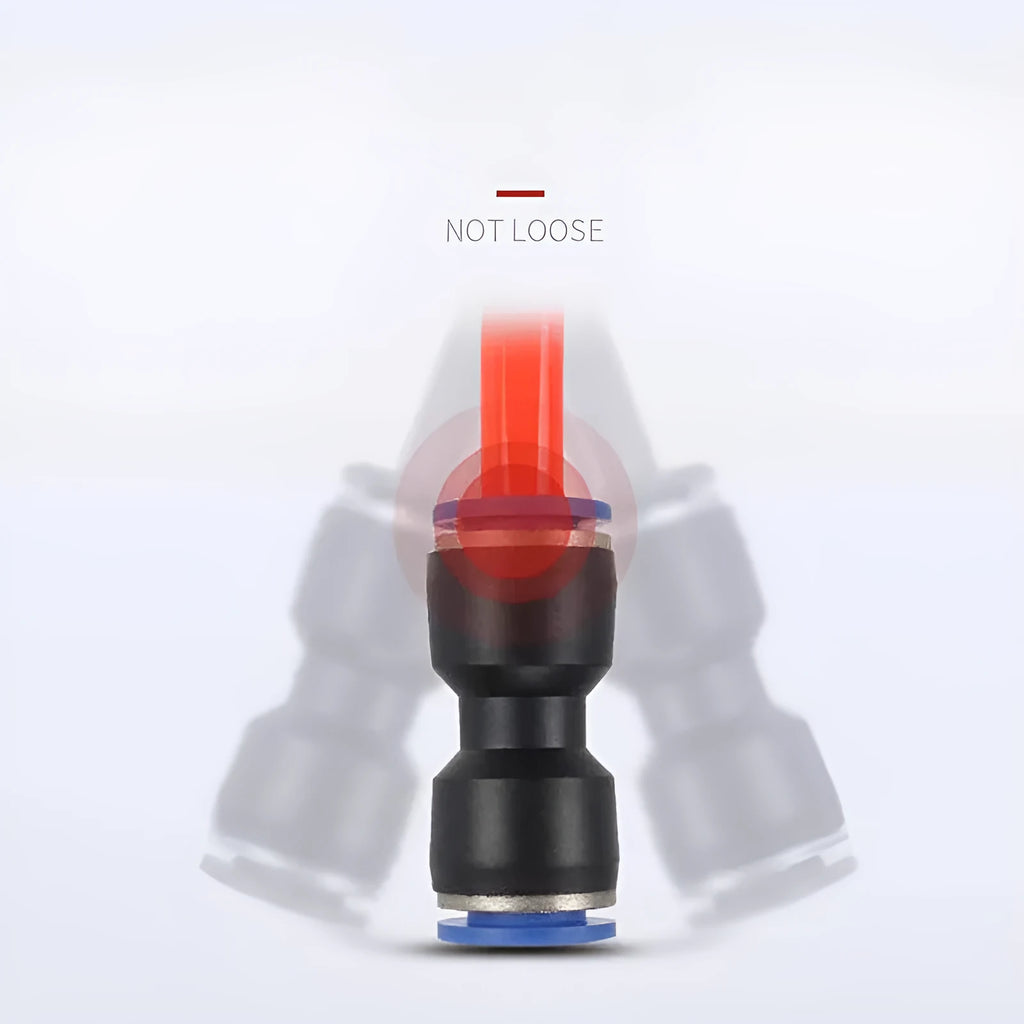 Blue PU straight through pneumatic connector for 4mm to 16mm tubing with quick insertion design