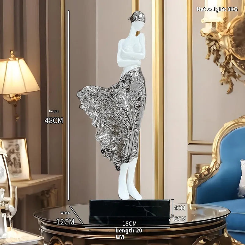48cm resin character sculpture ornament in rose gold or silver finish
