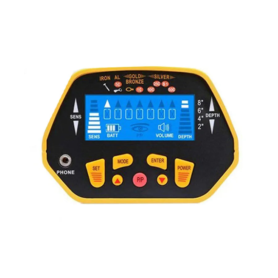 GC1028 black and yellow professional metal detector with LCD screen and adjustable pole
