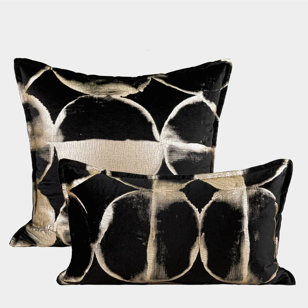 Black gold abstract pattern decorative pillowcase in three sizes with removable cover