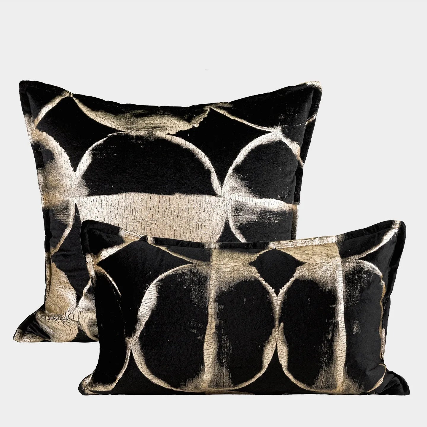 Black gold abstract pattern decorative pillowcase in three sizes with removable cover