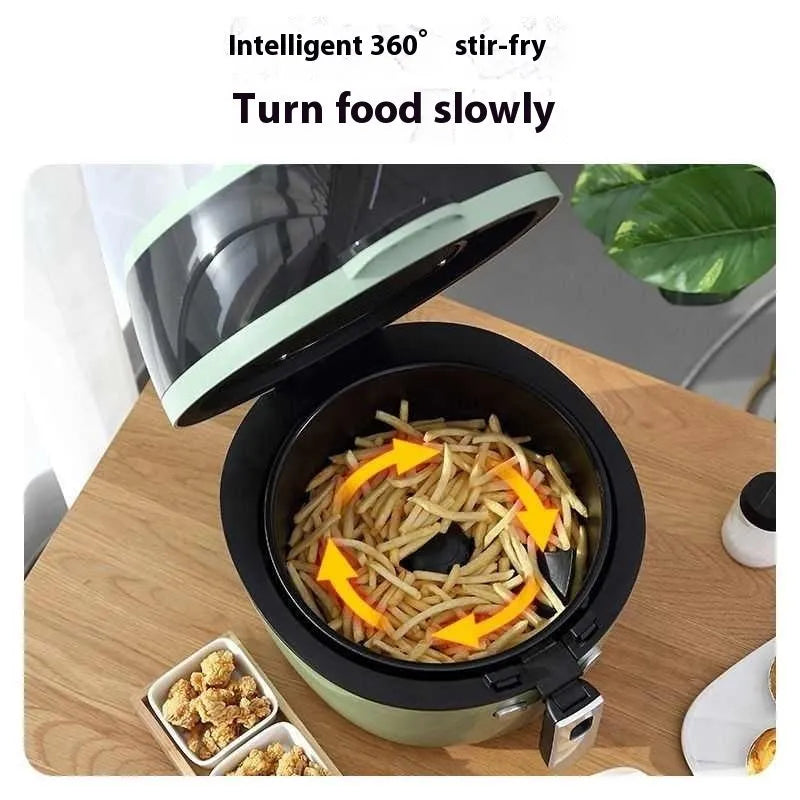 8-litre capacity air fryer oven with a visible window on the front and mechanical button controls