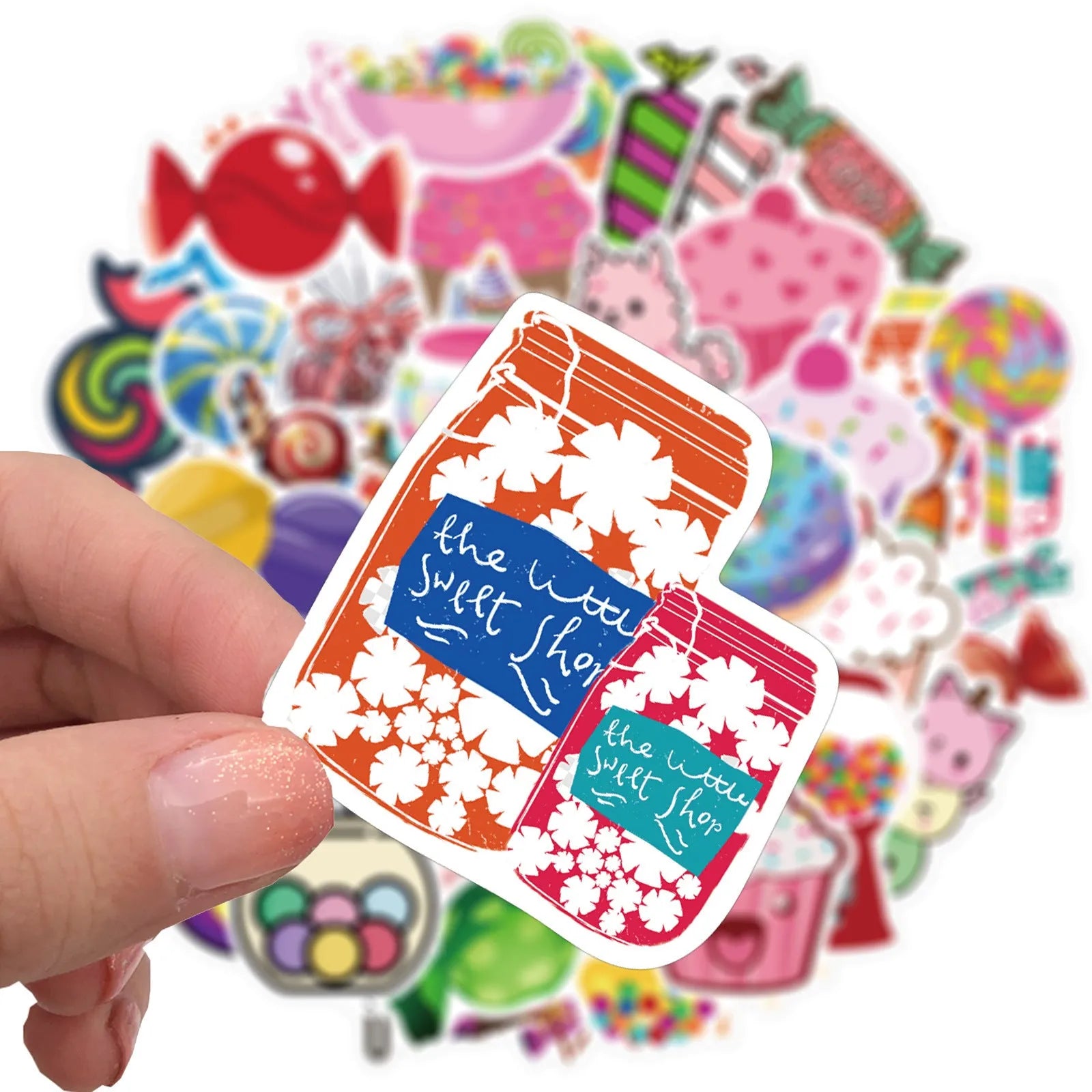 Candy series graffiti cartoon stickers 50-pack pink 4-6cm adhesive