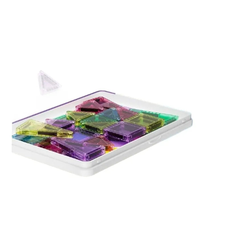 Educational magnetic building blocks toy plastic set with 20 to 74 pieces for sensory development