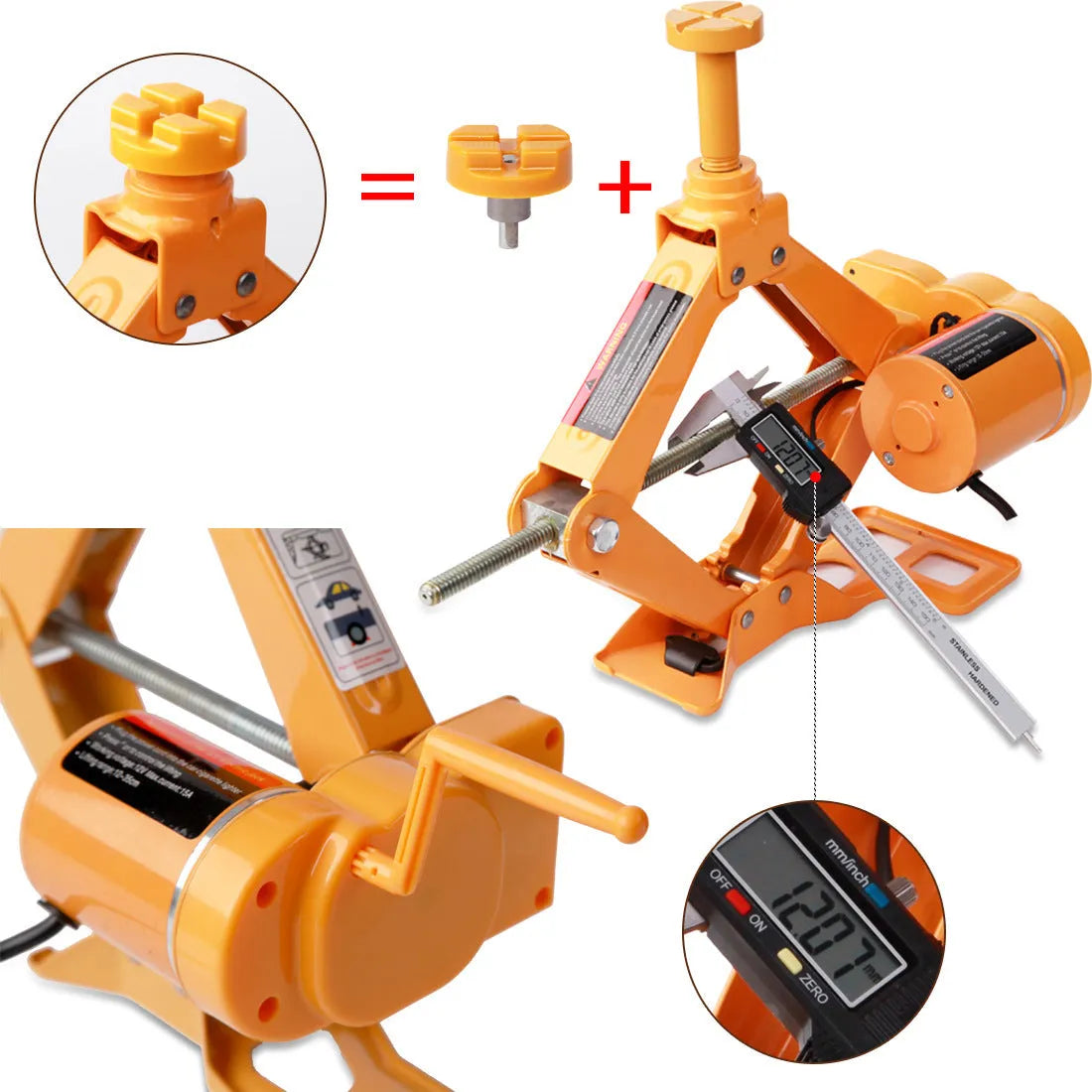 Yellow steel car electric jack set with electric wrench for vehicle lifting