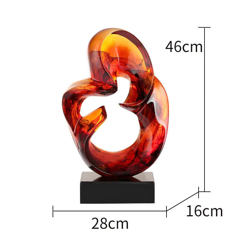 Transparent resin craft ornament in modern simplicity style, orange red or blue colour option