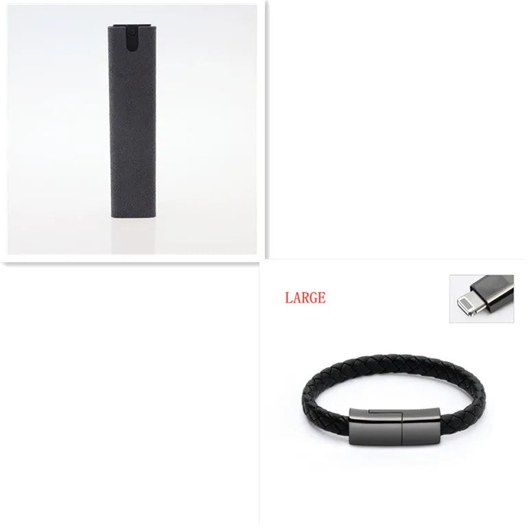 2-in-1 screen cleaner kit with spray bottle and microfiber cloth in pink and grey for phone and computer screens