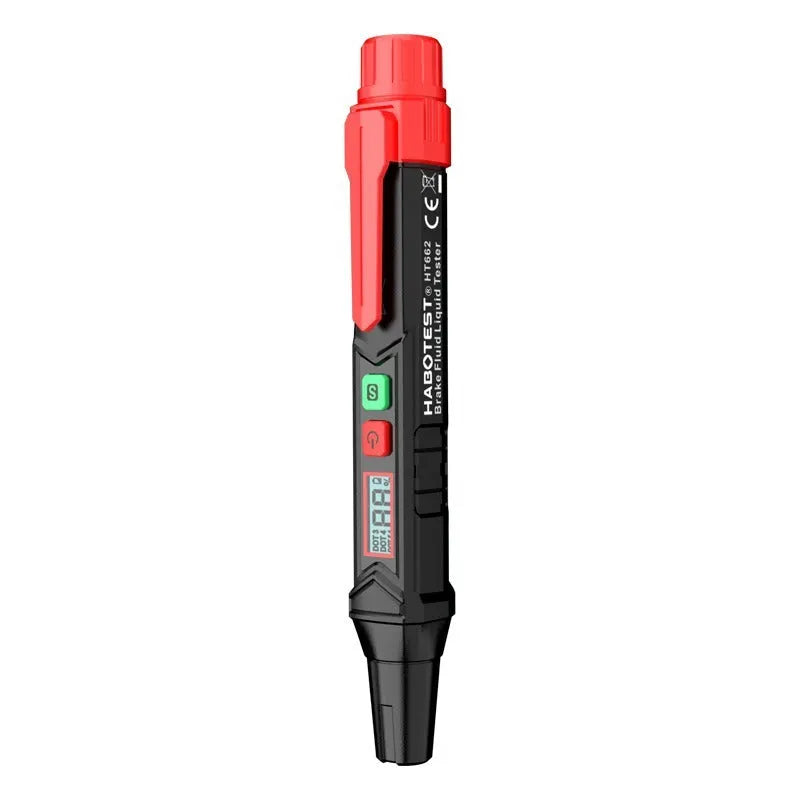 Digital brake fluid tester pen with LED display for automotive maintenance testing