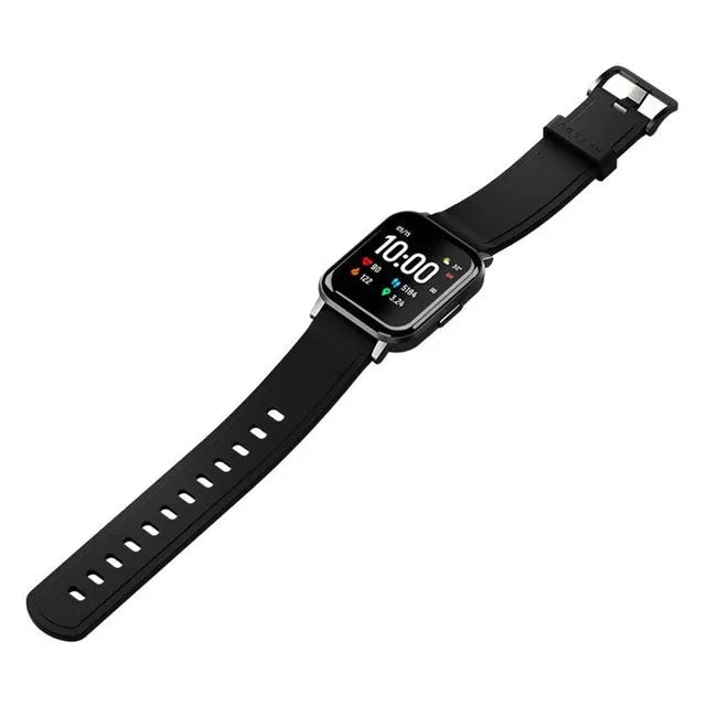 Black waterproof smart fitness bracelet with 1.4-inch touchscreen on a silicone wrist strap