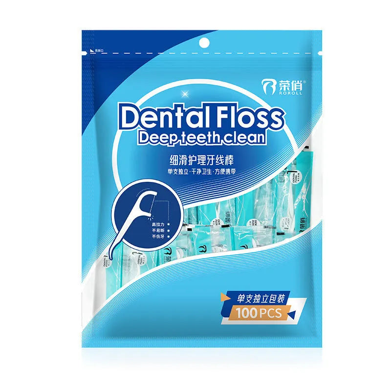Independent packaging dental floss bag with plastic construction measuring 180 x 238 mm containing 100 or 108 pieces
