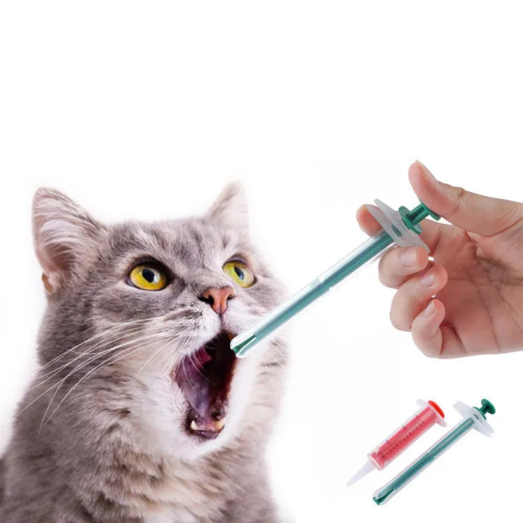 2 piece pet pill shooter with soft tip syringe for small animal medication