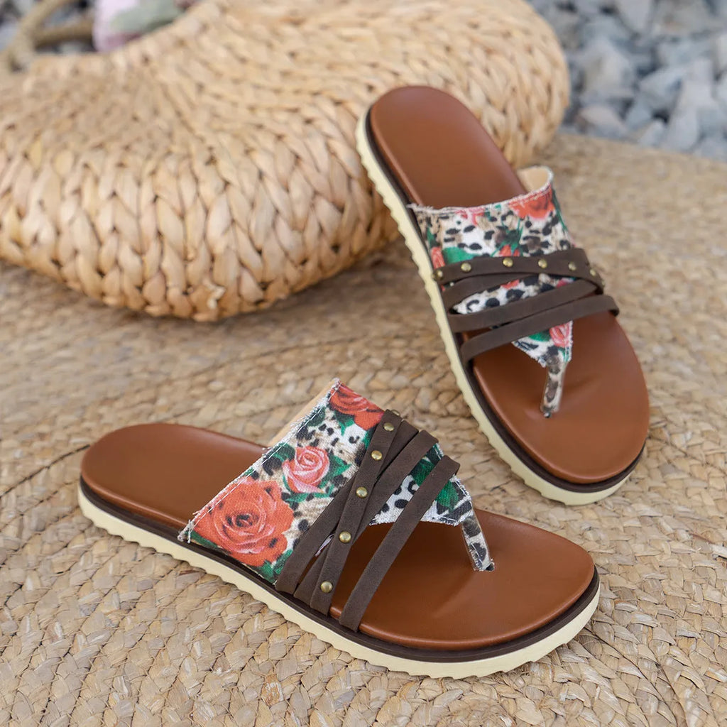 Women's plus size flip-flop sandals in candy colours with rubber soles and artificial PU uppers