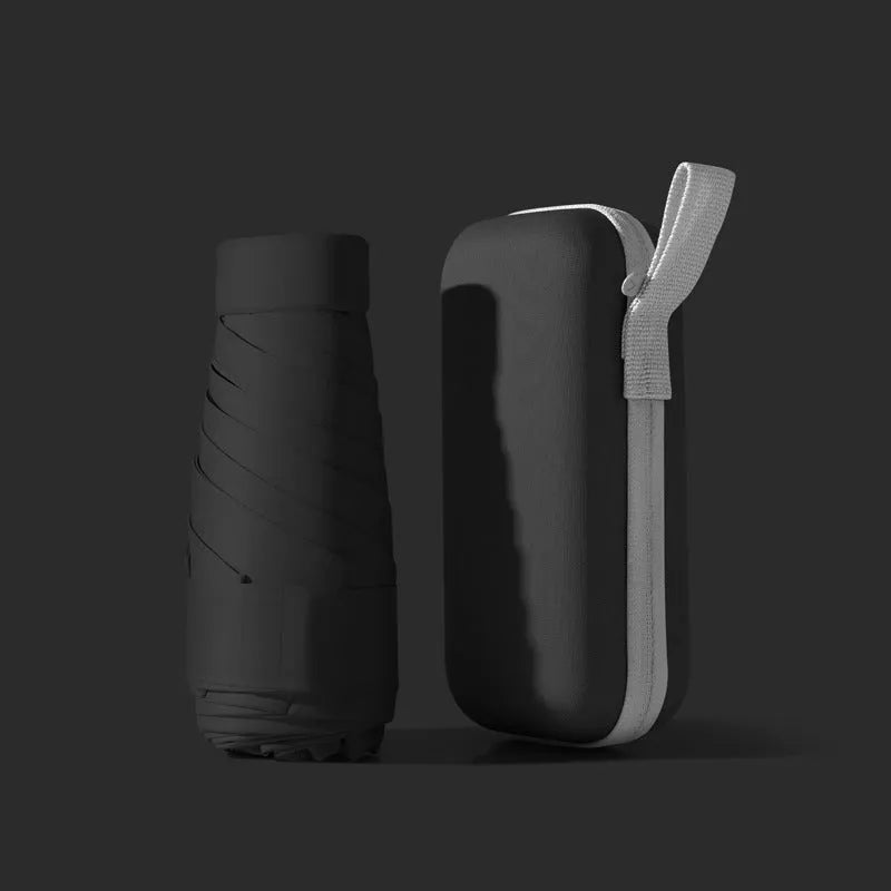Ultra-light six-fold manual umbrella in sky blue with capsule box