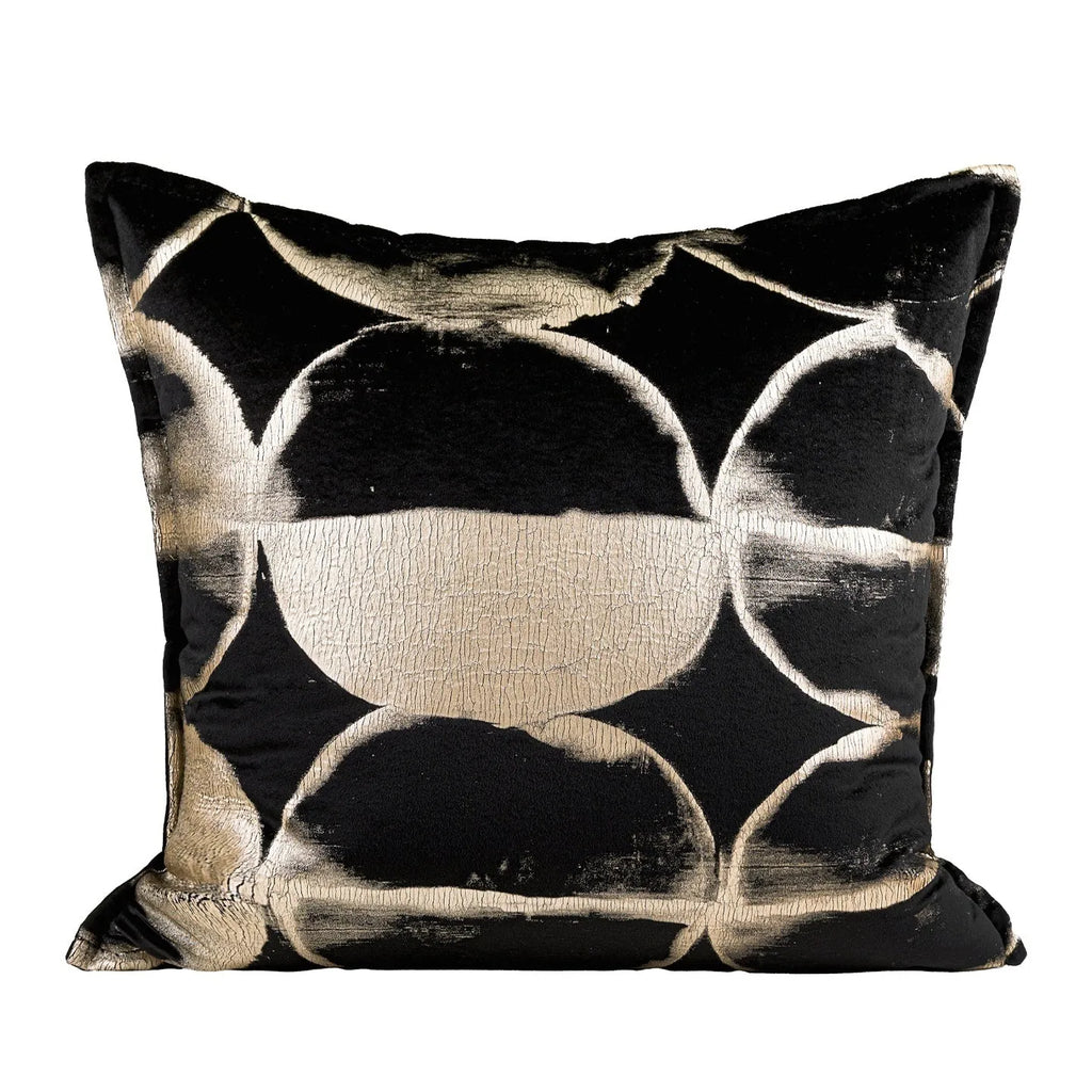 Black gold abstract pattern decorative pillowcase in three sizes with removable cover