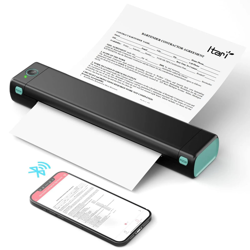 Phomemo M08F A4 portable thermal printer in silver black colour with Bluetooth wireless connectivity