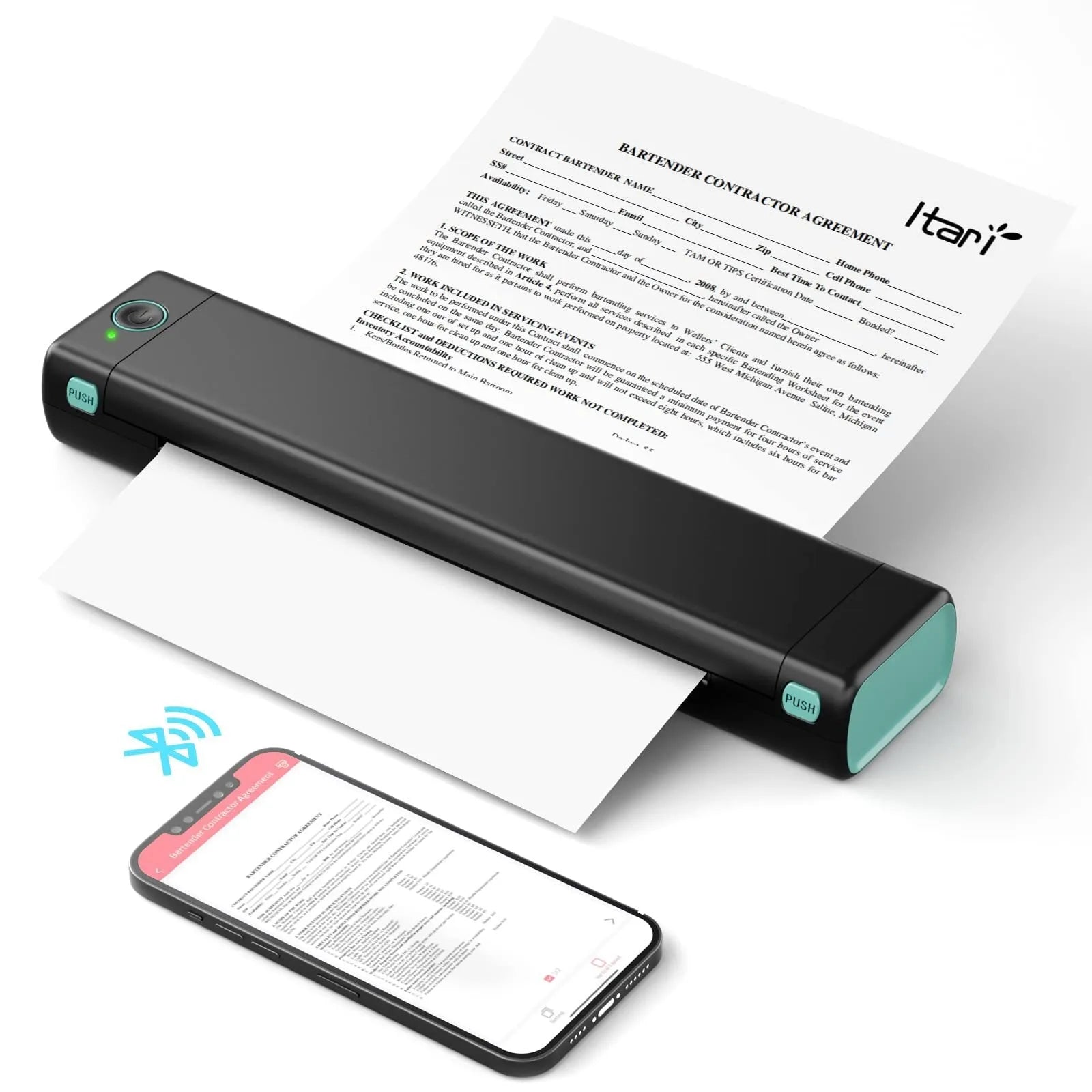 Phomemo M08F A4 portable thermal printer in silver black colour with Bluetooth wireless connectivity