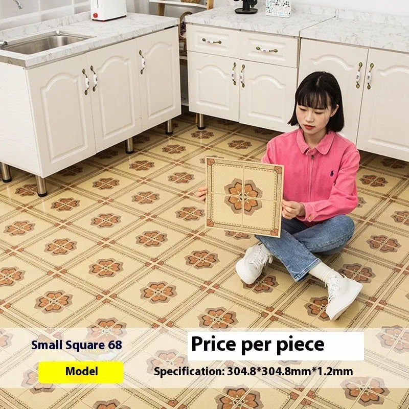 Self-adhesive PVC thickening vinyl floor tile with wear-resistant waterproof surface in square pattern