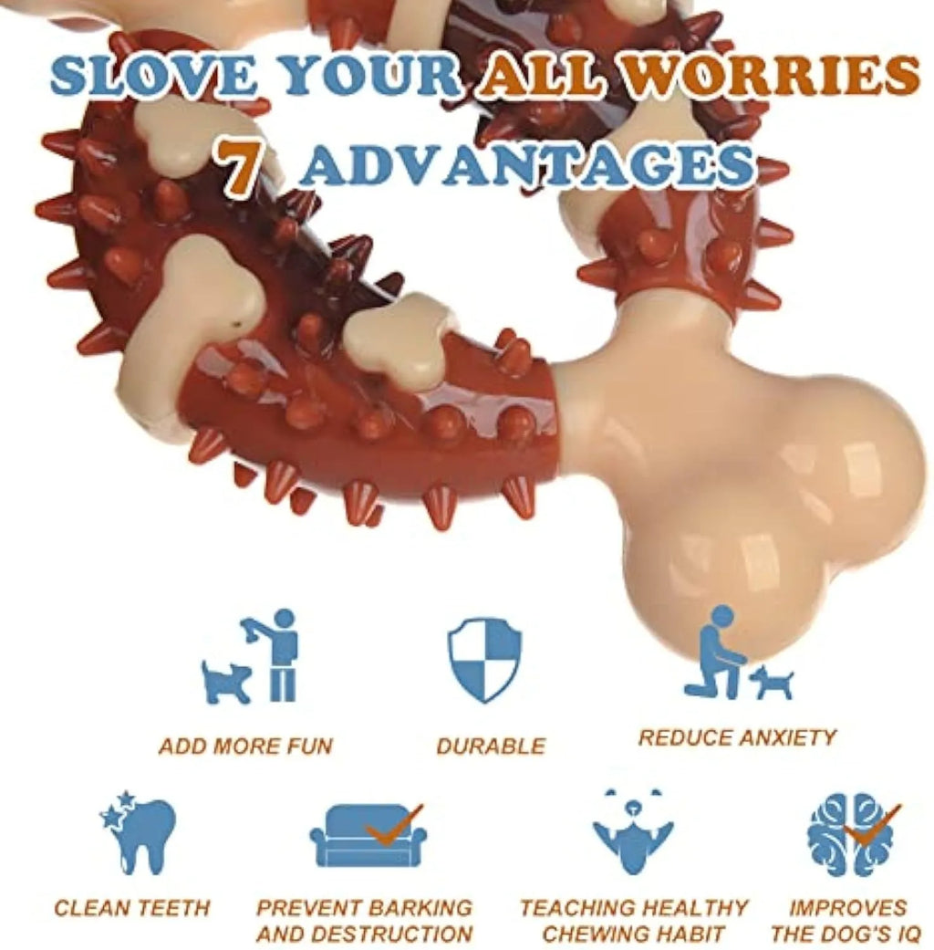 Natural rubber bone-shaped pet molar chew toy for dogs in two sizes