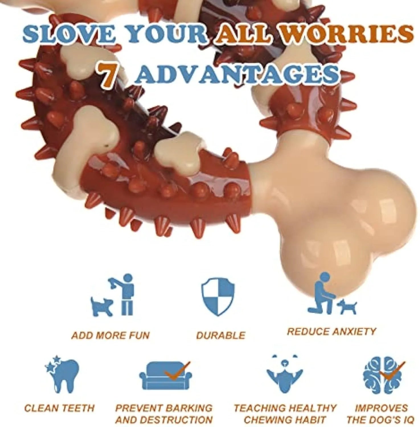 Natural rubber bone-shaped pet molar chew toy for dogs in two sizes
