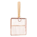 Stainless steel cat litter shovel with a long wooden handle