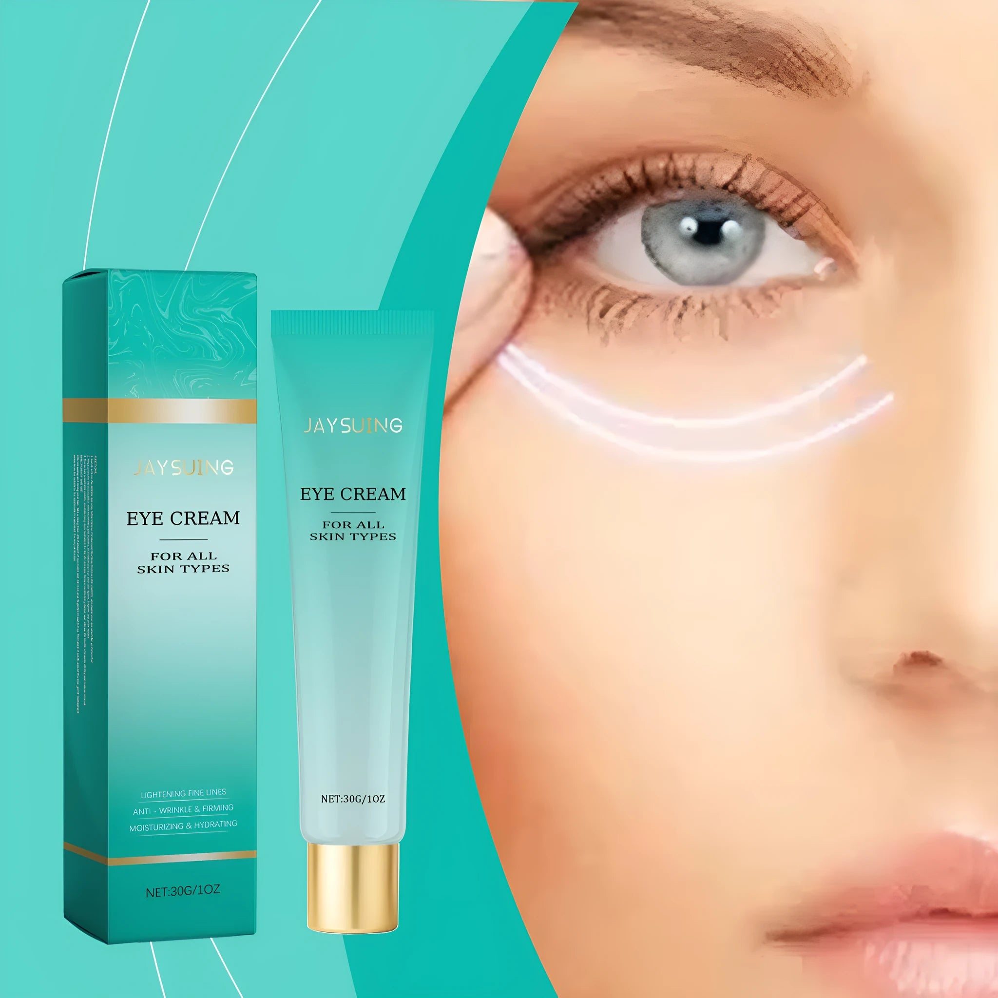 30g glass jar of retinol and hyaluronic acid anti-ageing eye cream