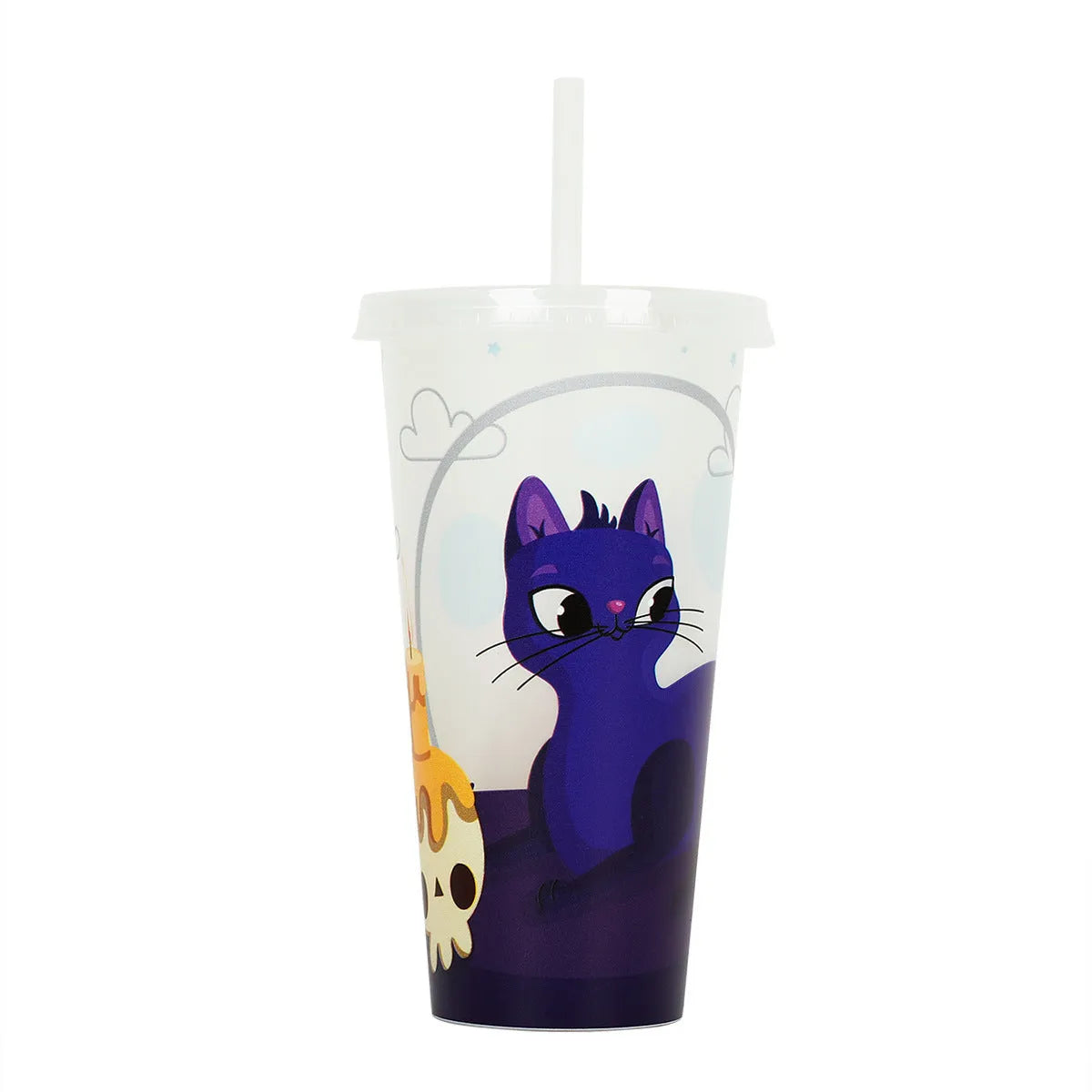 Halloween luminous plastic straw cup with 720ml capacity in cylindrical design