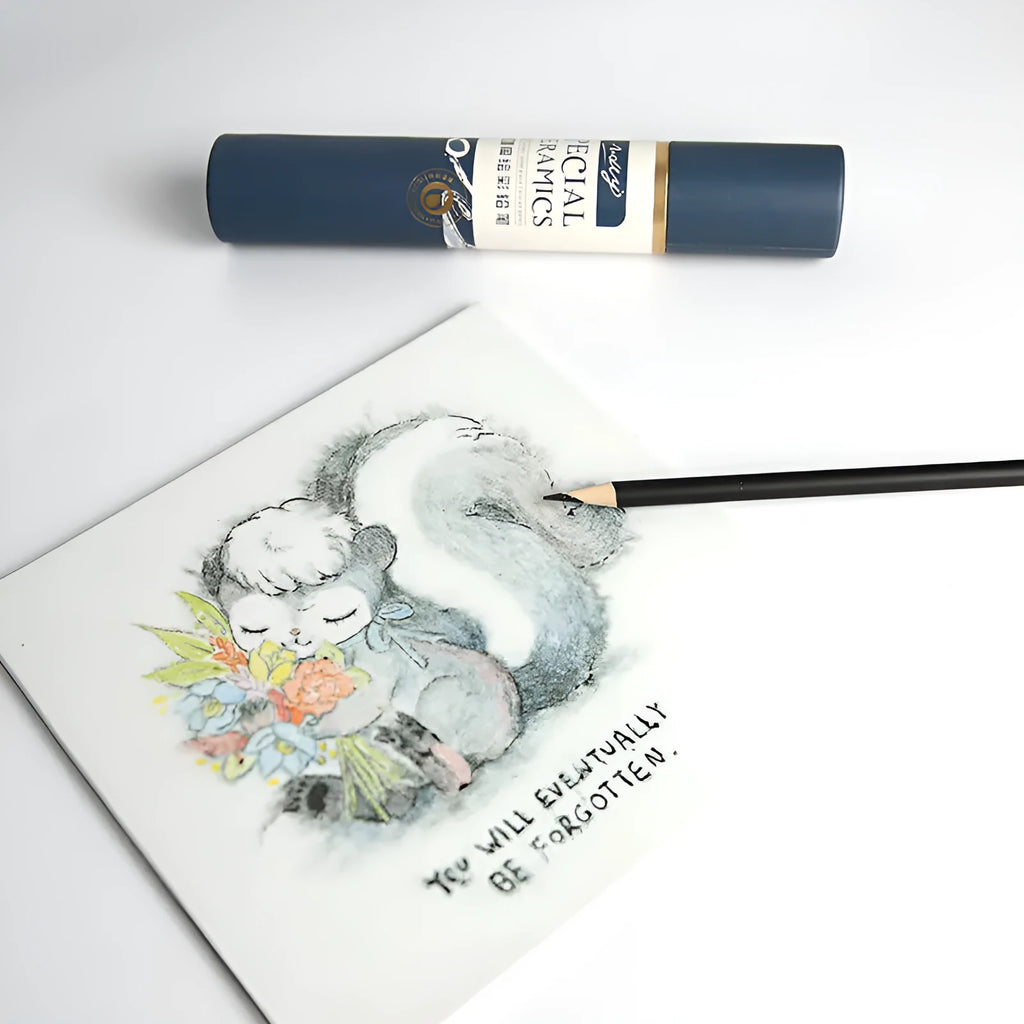 Water-soluble underglaze colour pencils for pottery drawing in 12 ceramic colours
