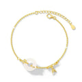 Women's silver bracelet with white chalcedony peace buckle charm and starry sky design