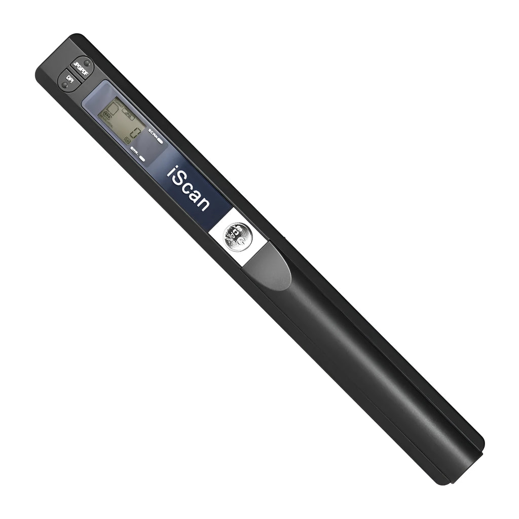 Handheld Bluetooth scanner in plastic housing showing black, blue, green, red, and silver colour options