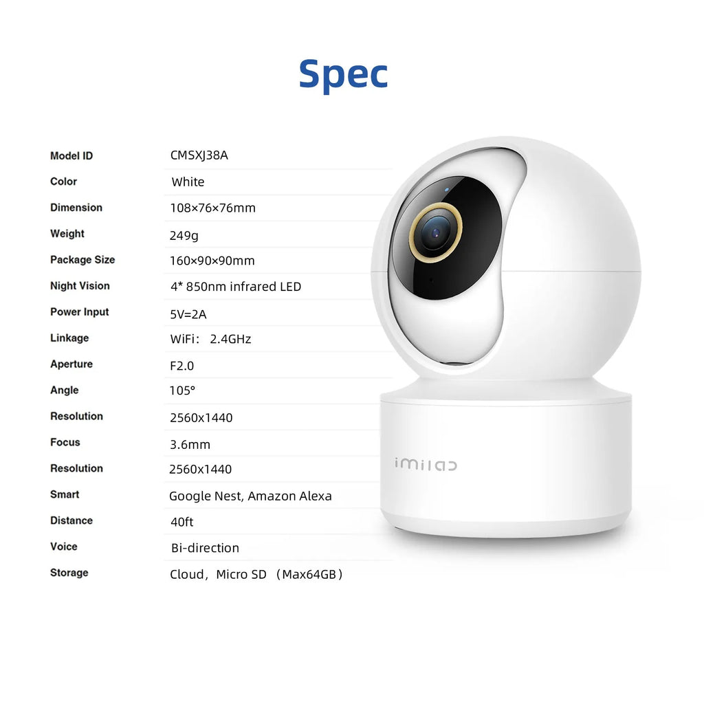 IMILAB C21 2.5K indoor WiFi security camera white with 360° panoramic view
