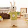 Rabbit plush pencil case showing eight colour options with 30x14cm dimensions