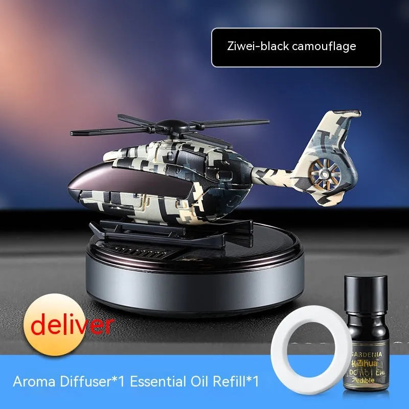Camouflage solar car perfume decoration with solar panel and six colour options for vehicle interiors