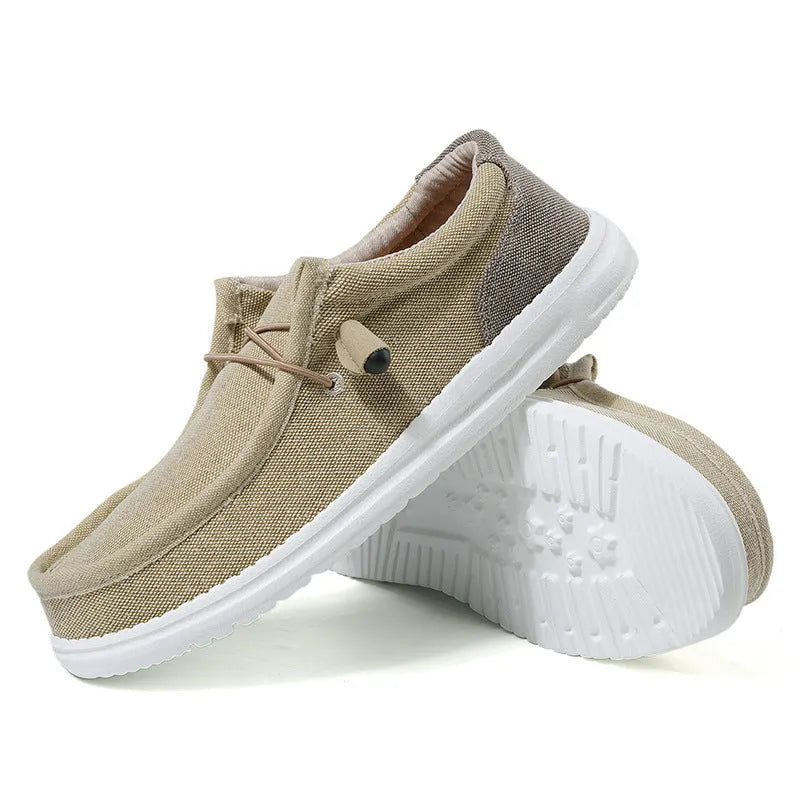Men's green and orange canvas casual shoes with colour block mosaic design and round toe shape
