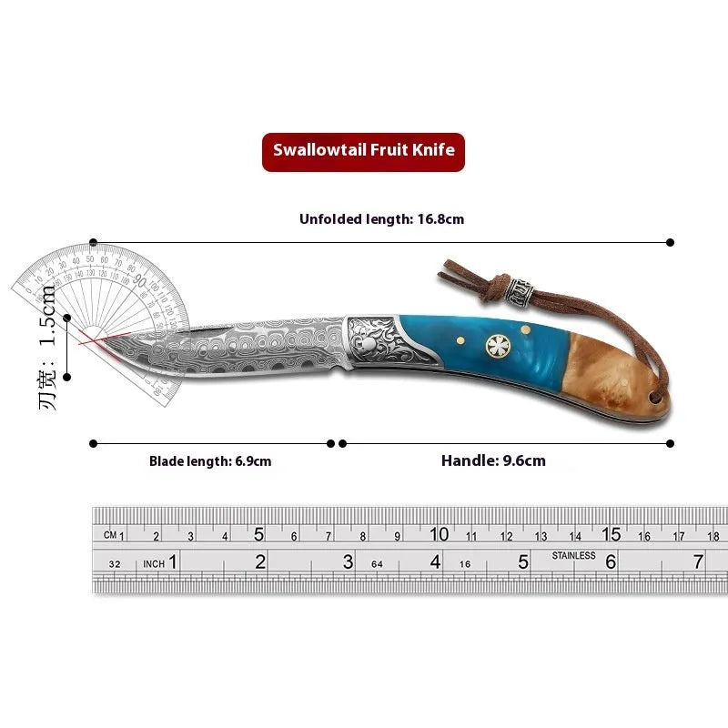 VG10 stainless steel folding pocket knife with dovetail locking mechanism in blue or red colour options