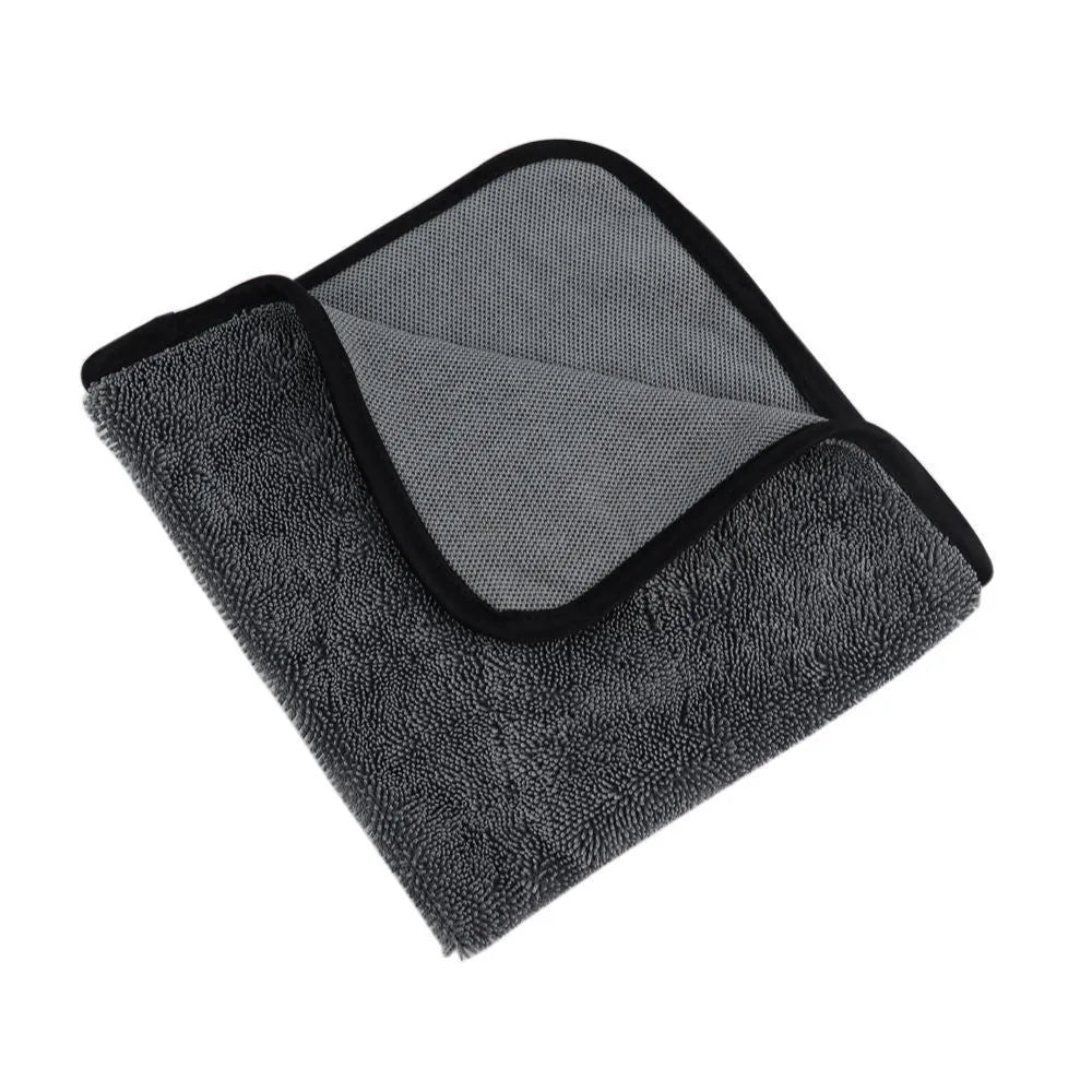 Grey 40x40cm microfiber car wash towel for vehicle drying and cleaning