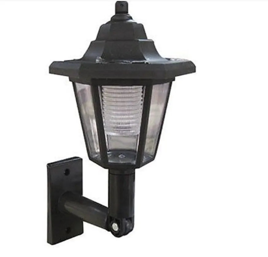 Black hexagonal solar wall lamp with automatic sensor for outdoor garden lighting