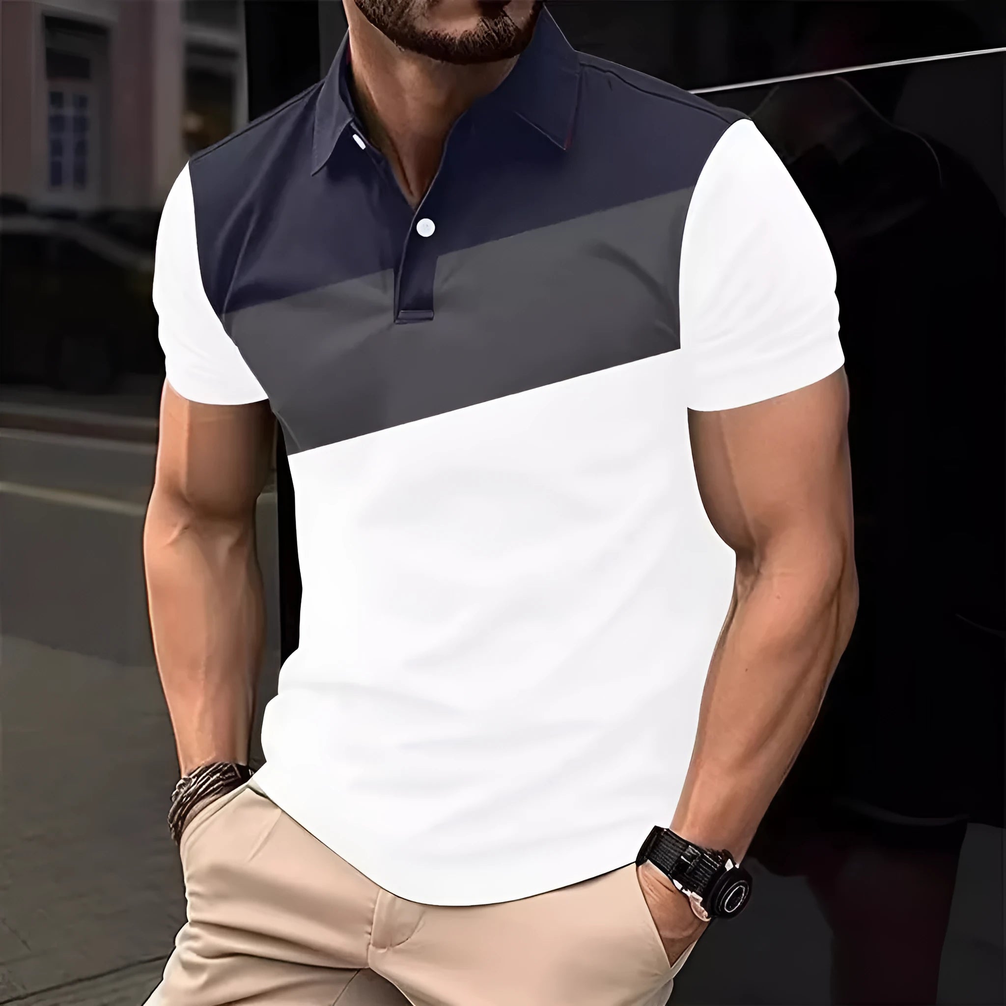 Men's loose fit short sleeve T-shirt with 3D digital printing in LM-PL047 colour pattern