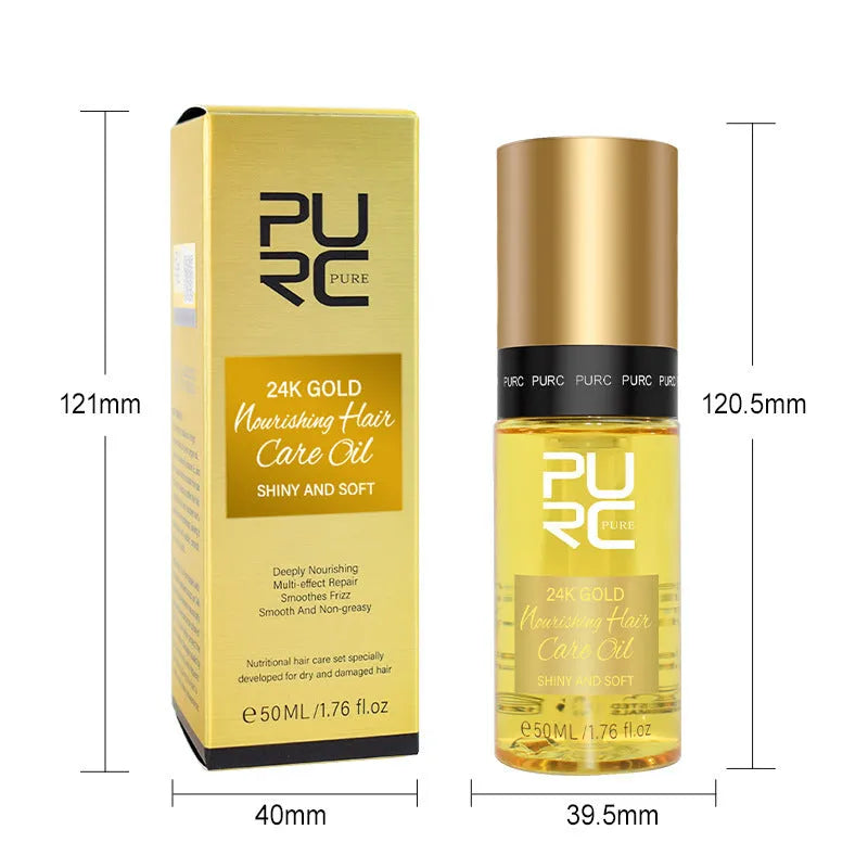 Yellow 50ml bottle of essential hair oil for curly hair scalp care and split end repair.
