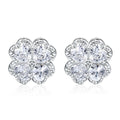 Zeng Yin women's silver four-leaf clover earrings with zircon stone in white gold colour.