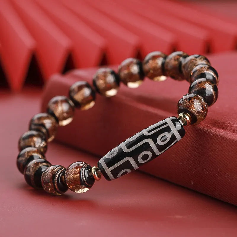 Chinese style bracelet with coloured glaze snake lucky beads in three size options