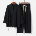 Cardigan hanfu two-piece suit in cotton linen blend traditional Chinese clothing