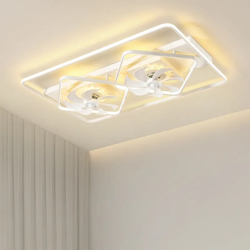 1100mm wide ceiling fan lamp with light showing plastic blades and acrylic shade