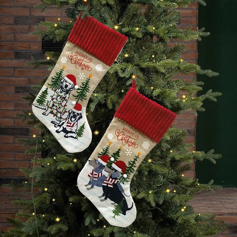 Cloth Christmas tree pendant with cat and dog designs measuring 46 by 28cm