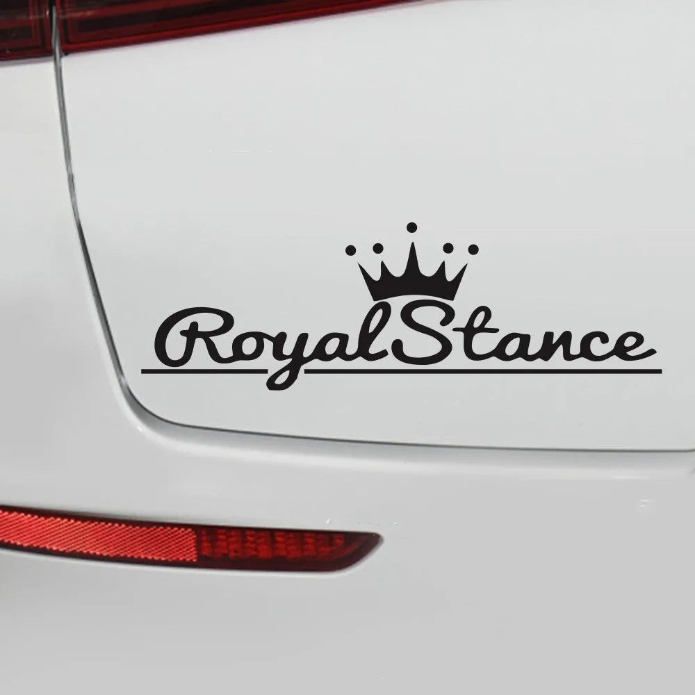 Reflective crown design car sticker on vinyl sheet, showing black, white, and colourful options.