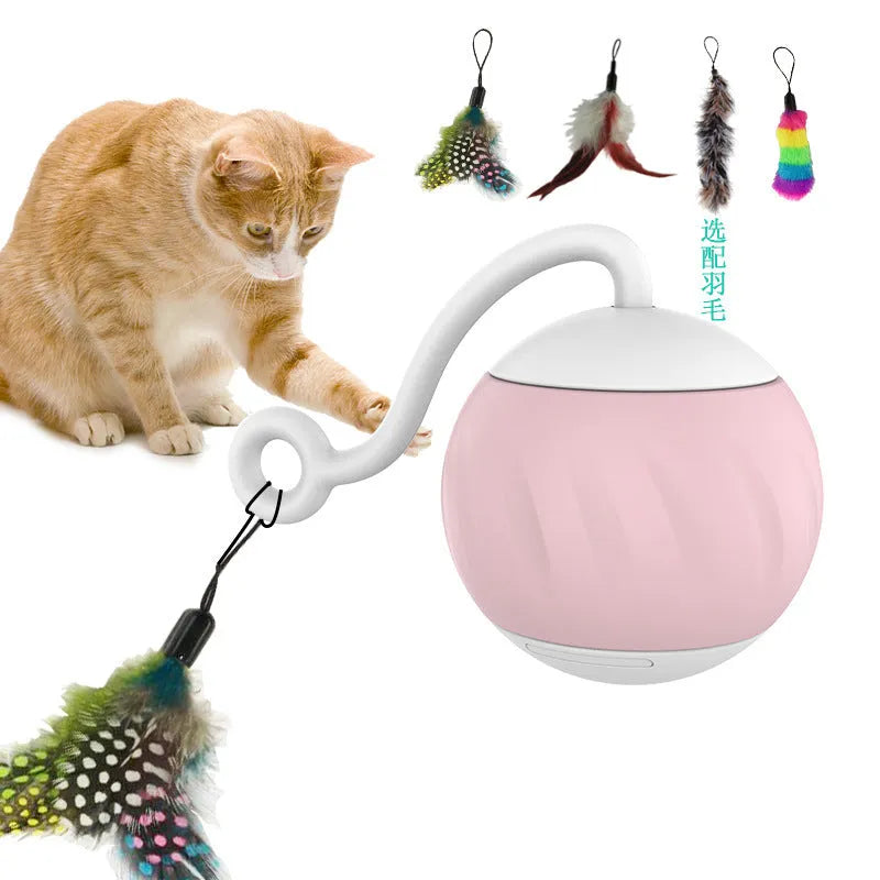 Electric cat toy with luminous ball in pumpkin or watermelon design pattern for interactive pet play