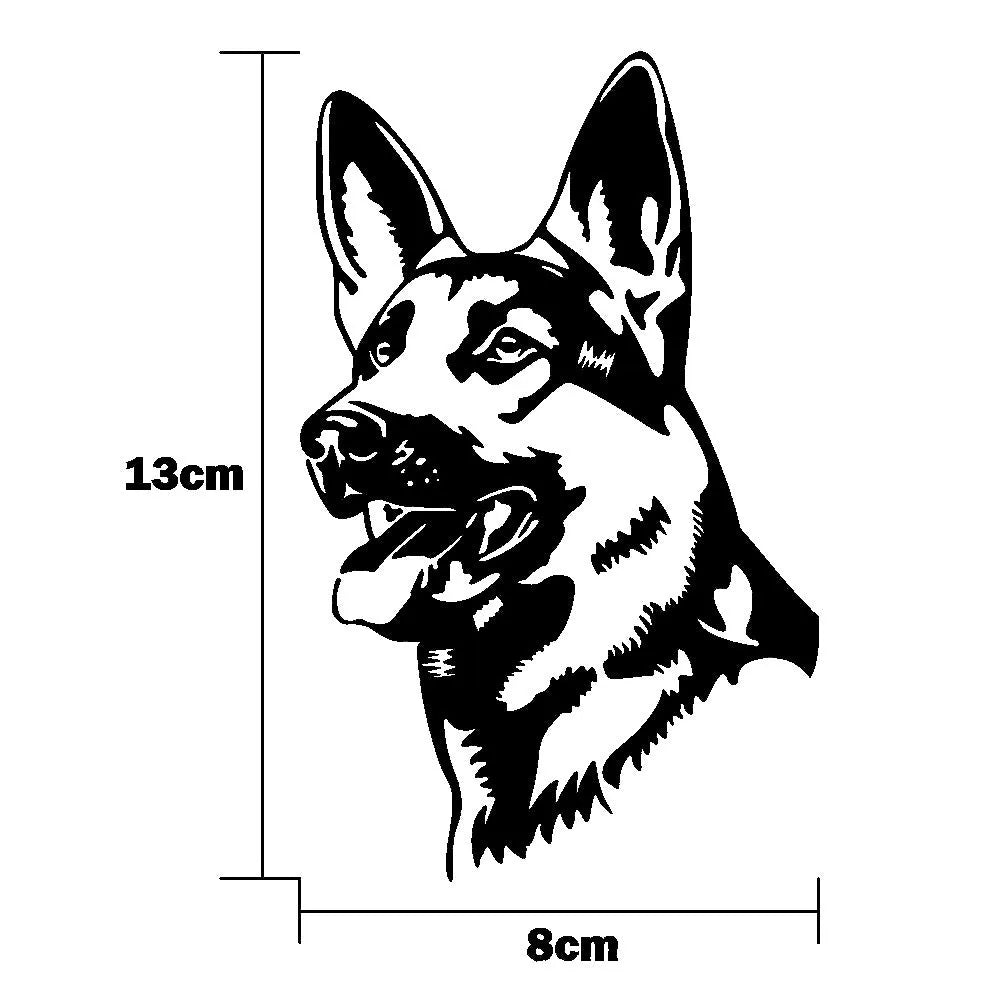 Reflective Alsace Shepherd dog silhouette bumper sticker in multiple colour options