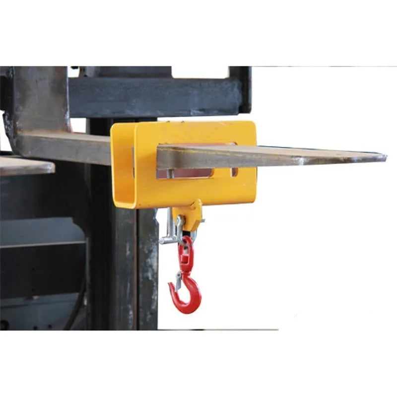 MK forklift rotatable crane hook with safety lock mounted on forklift forks