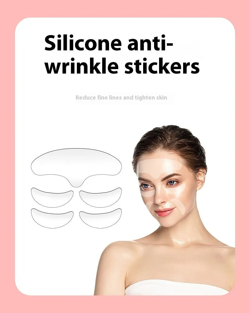 Silicone anti-wrinkle face stickers 5-piece set for forehead and eye application