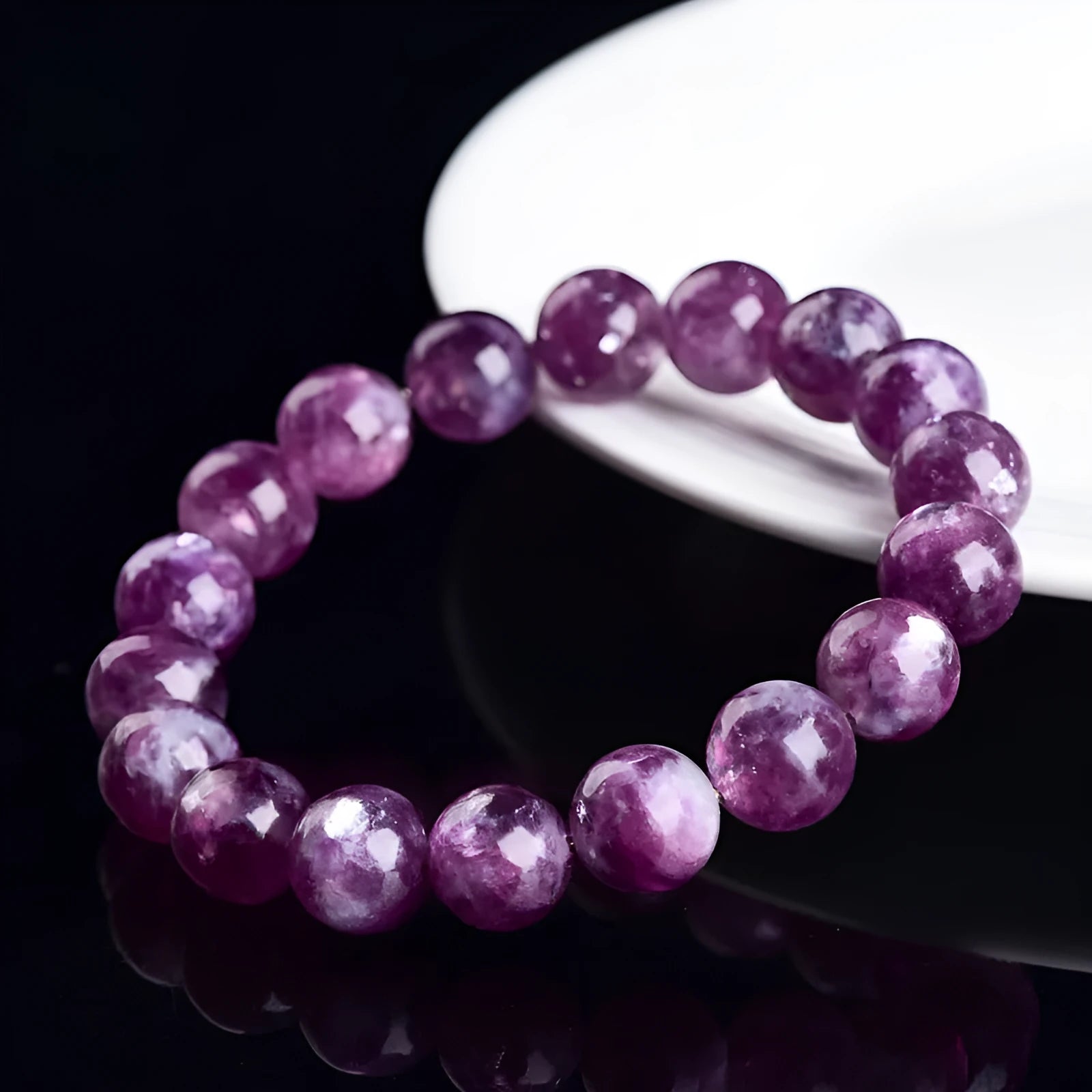 Purple crystal bracelet with geometric beads in Korean style design
