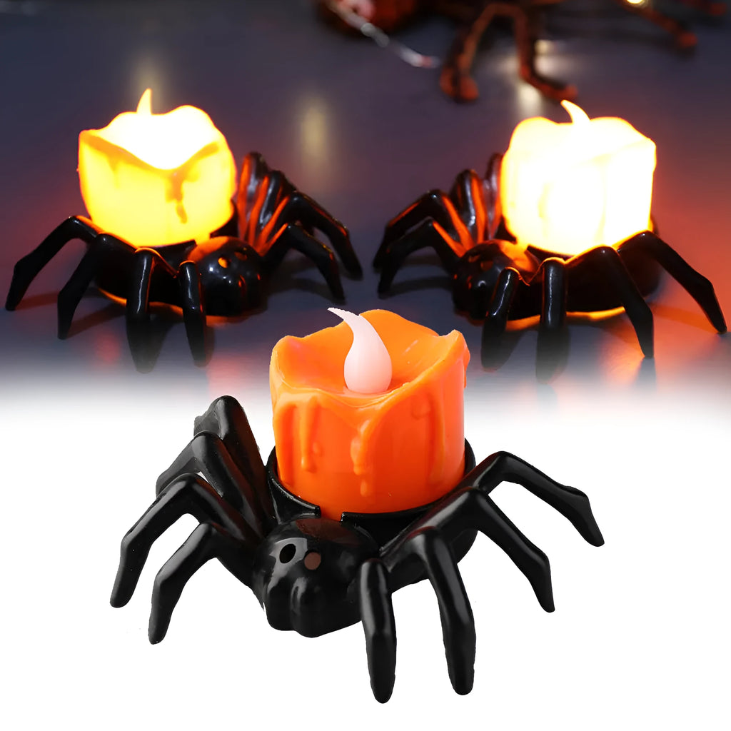 Halloween spider candlestick ornament plastic decorative candle light